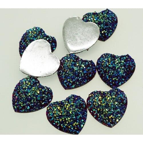 10PCS/lot Heart 25MM Natural ore Style Flat Back Resin Cabochons Cameo for Make Bracelet Necklace Women Earring Brooch Supply