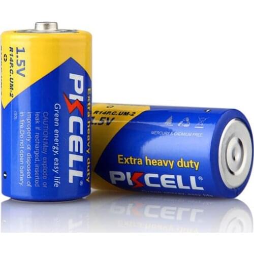 10X PKCELL R14, UM2, MN1400 1.5V ZINC CARBON R14P UM2 Batteria C Batteries for toy radio camera