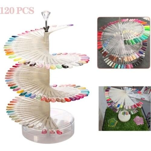 120 pcs Nail Art Spiral Display Stand Shelf Nails Polish Rack Practice Display Stick PH Nail Tips Display Stand DIY Nail Art Sho