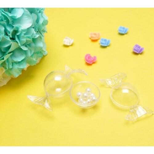 24pcs/lot Cute Transparent Plastic Sugar Shape Baby Shower Candy Box Creative Mini Children Birthday Party Candy Gift Box