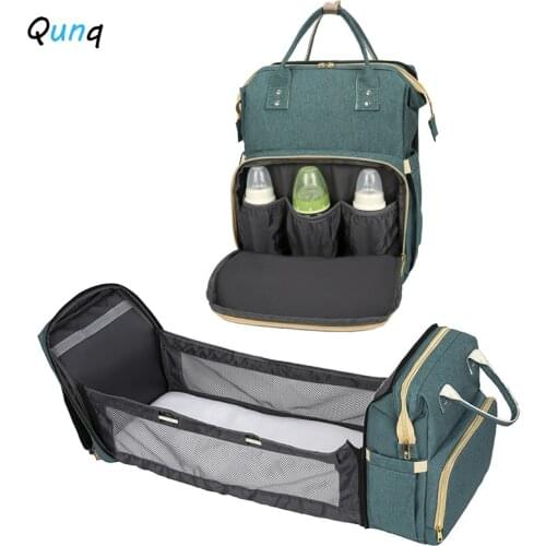3in1 Foldable Baby Bed Crib Diaper Bag for Mom Organizer Protable Travel baby diaper Changing Station with USB Charging Port