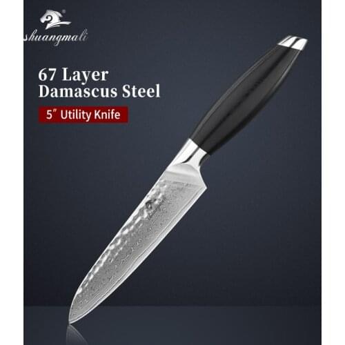 5 Inch Multifunction Cooking Steak Knife Damascus Steel Utility Vegetable Steak Knives Small Size Slicing Cleaver Chef Knife