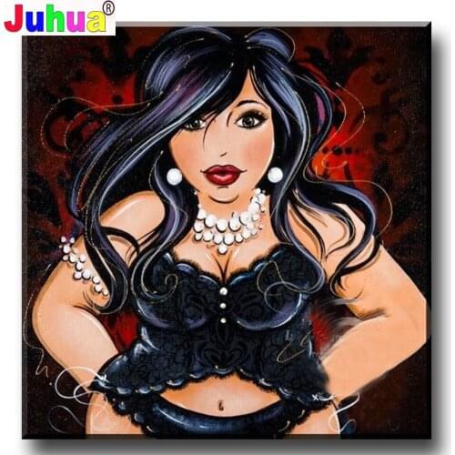 5D DIY Diamond embroidery"Fat Lady Cartoon Girl" Art Mosaic Kit Woman Picture Diamond Painting Full Square/Round Drill Home Art