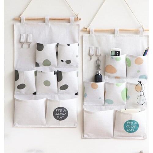7 Pockets Wall Mounted Wardrobe Organizer Sundries Storage Bag Jewelry Hanging Wall Pouch Hang Cosmetics Toys Organizer