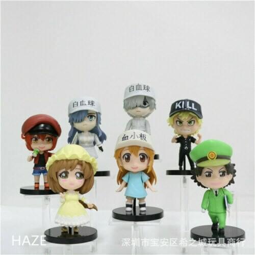 7pcs/set Anime Cells at Work! Red White Blood Cell Platelet PVC Figure Model Toy No Box New
