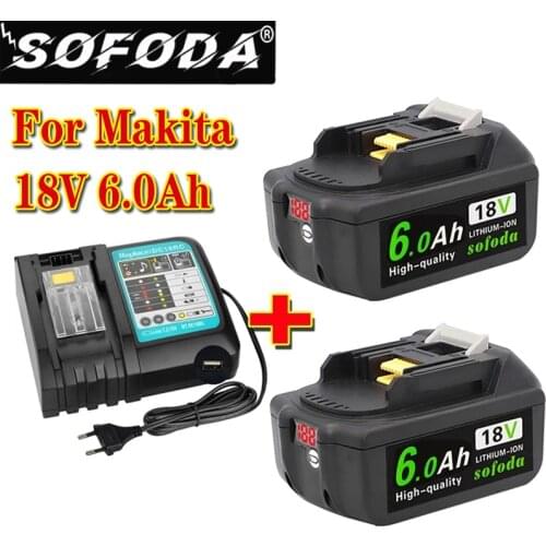 Makita 18V Battery Rechargeable Lithium ion Battery 18V6A For BL1840 BL1850 BL1830 BL1860B LXT400 Makita 18V DC18RC DC18SF 18650