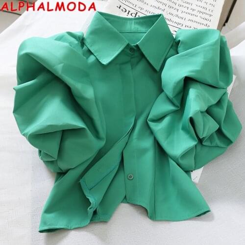 ALPHALMODA Collar Blouses