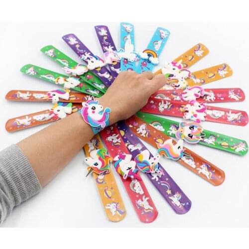 Kid Children Girl Boy Colorful Unicorn Wristband Flexible Wrap Slap Bracelet Animal Enfant Bangle Drop Shipping