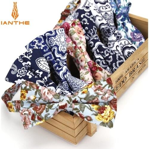 Ianthe Brand New Mens Vintage Flower Cotton Bow Tie Wedding Suit Bowtie For Man Male Neckwear Fashion Butterfly Gravata Necktie