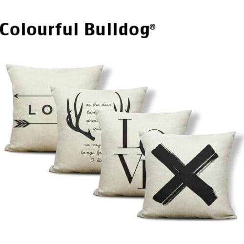 Word Antlers Cushion Case Love Pillowcase Ocean Style Cute Office For Teens Cross Toss Pillow Arrow 45Cm Cotton Linen Gifts New