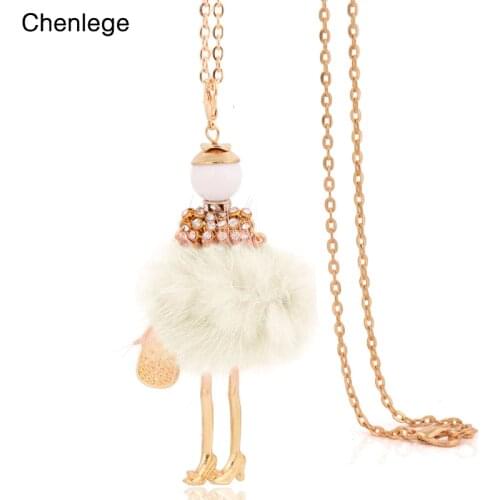 Chenlege 2017 fashion jewelry female bunny fur big chokers white necklace for women statement pendants ladies charm long chain