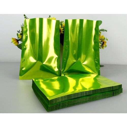 DHL 8*12cm 2000Pcs/ Lot Open Top Green Aluminum Foil Plain Pocket Snack Vacuum Party Pack Bags Mylar Heat Seal Tea Coffee Pouch