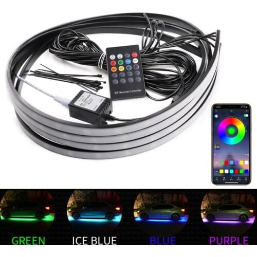 4X Car Underglow Light Flexible Strip Remote/APP Control LED Underbody Lights Car Led Neon Light RGB Decorative Atmosphere Lamp