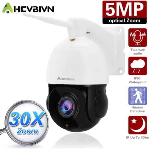 5MP Wifi CCTV PTZ Camera Outdoor Two Way Audio 30x Optical Zoom Wireless IP Security Surveillance Speed Dome Camera 1080P ONVIF
