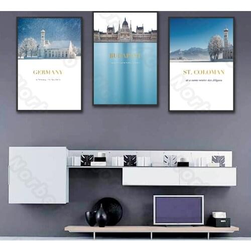 European Cities Landscape Canvas Painting Poster German Budapest St. Coloman Glacier Words About Happy for Home Rooms Decoration