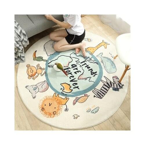 Round Carpet Thickened Lambskin Bedside Blanket Bedroom Living Room Decoration Non-Slip Mat