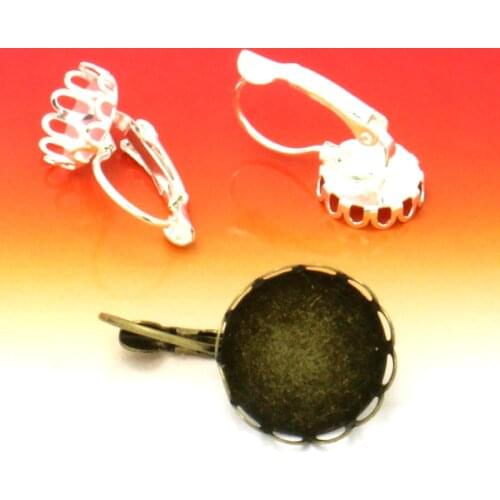 20pcs Spring Earring Hook Fit 10-20mm Lace Bezel Blank Setting base Tray for Cameo Cabochons Diy Jewelry Accessories