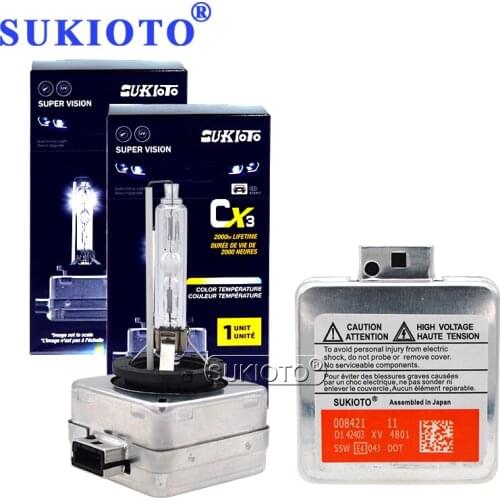 SUKIOTO 2PCS 55W D1S D3S Xenon HID Bulbs For E63 E65 E60 E85 E53 4300K 6000K 8000K D2S D4S Car Lamp For ES350 GS300 GS350 IS250