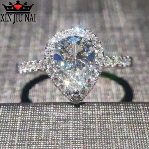Hot sale simple elegant Pear Cut Princess temperament ring ladys top quality jewelry party / leisure fashion gift Wedding ring