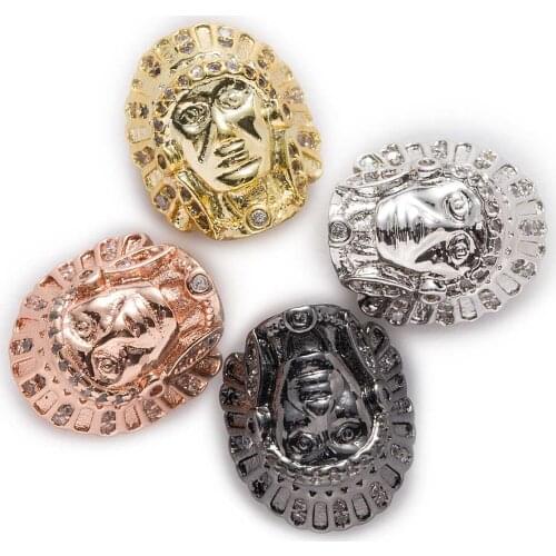 1 Piece Micro Inlays Zircon Indians Shaped Copper Beads For Jewelry Making Women Children DIY Bracelet Necklace Findings 15x13mm