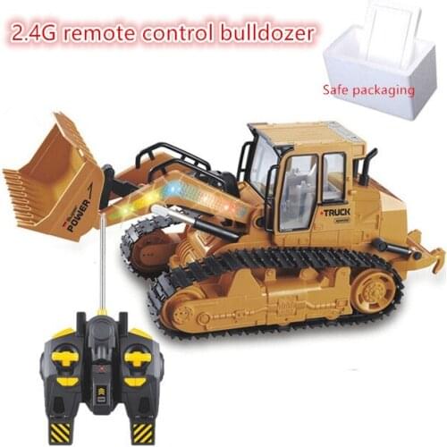 6822L RC Truck 2.4G Simulation Remote Control Bulldozer Boy Toys Model With Music Light And Simulation Mechanical Working Sound