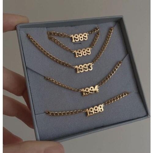 Stainless steel years 1989 - 2010 fashion chocker necklace digits birthday pendant gifts ornament jewelry