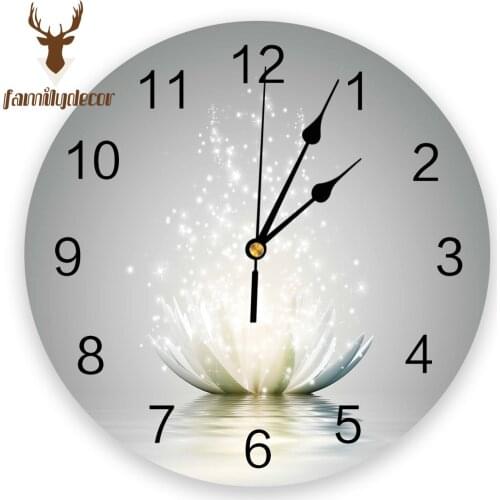 Flower Abstract Lotus PVC Wall Clock Modern Design Home Decor Bedroom Silent Oclock Watch Wall For Living Room