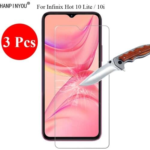 3 Pcs/Lot New 9H 2.5D Tempered Glass Screen Protector For Infinix Hot 10 Lite 6.6" Protective Film + Clean Tools