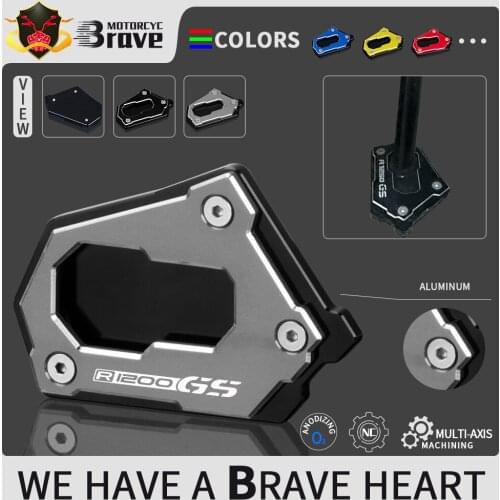 Motorcycle CNC Kickstand Foot Side Stand For BMW R1200GS LC 2013 - 2021 2020 2019 2018 Extension Pad Support Plate Enlarge Stand