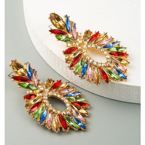 Korean Sweet Big Crystal Vintage Drop Earring Bling Bohemia Rhinestone Long Earring Brincos Wholesale Statement Personality Gift