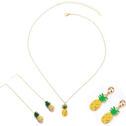 Simple and creative Fashion Earrings Alloy oil pineapple Korean version Necklace ear stud ear thread