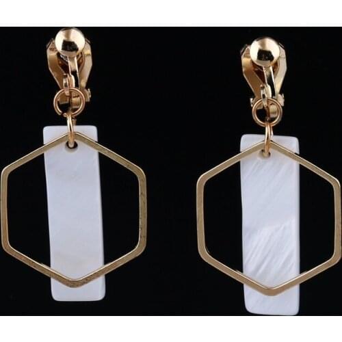 Hot Sell Gold C Tassels Six star Geometry Clip Earrings Without Piercing Fashion Silver No Hole Ear Clip Eardrop For Women