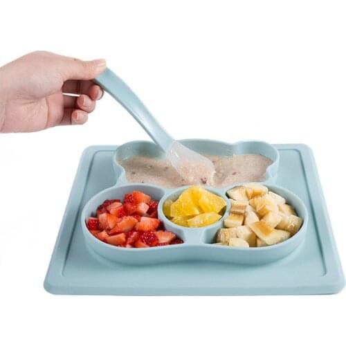 Bear Shaped Silicon Cartoon Plate Feeding Food Tableware Infants Supplementary Food Box Baby Learning Plate Baby Training Bowl