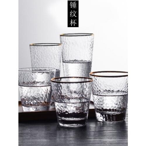 Ins style gold rim glass cup set household milk cup printed logo custom water cup
