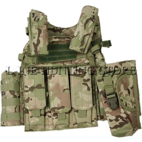 Multicam Tactical Vest Molle Combat Strike Plate Carrier Vest Steel Wire Vest Hunting Outdoor Military Equipment CP Camouflage