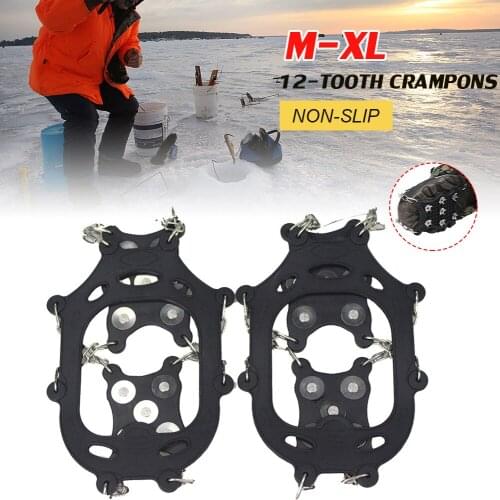 Outdoor Ice Snow Grips Traction Cleats With 12 Studs Climbing Crampons Anti-Slip Cleats For Winter Hiking Climbing