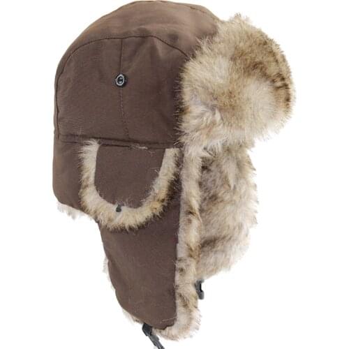 Unisex Men Women Russian Hat Trapper Bomber Warm Ear Flaps Waterproof Winter Fur Lining Sport Ski Hat Cap Headwear