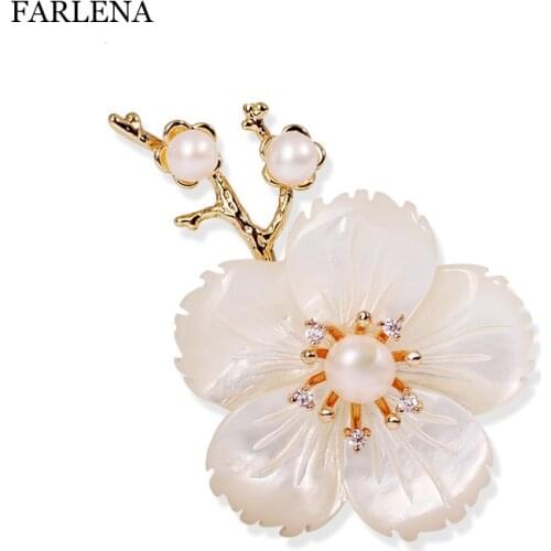 FARLENA Jewelry Unique Design Handmade Crystal Beads Natural Stone Rose Brooches Pins Vintage Pink Crystal Boutique Brooch