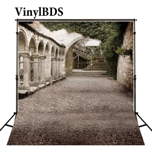 VinylBDS Vintage Palace Outdoor Wedding Backdrop Romantic Stone Steps Background Nature Scenery Backdrop for Kids Photo Studio