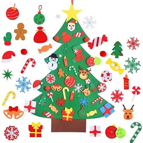 Felt Christmas Tree 37.59 Inch 3D DIY Set with 40 Pieces Of Ornament Decor Wall Hanging Christmas Tree Decorations Kids Gifts