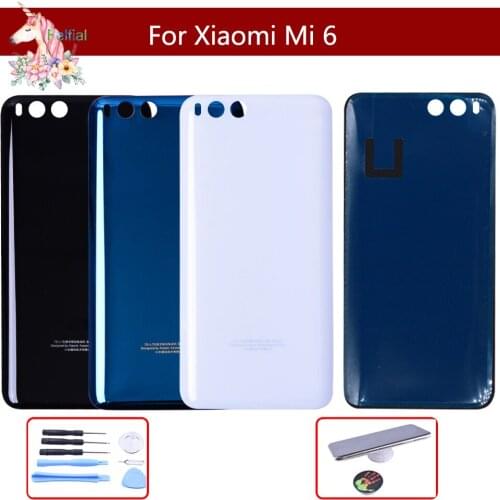 10pcs/lot 3D Glass For Xiaomi Mi 6 mi6 Back Glass Battery Cover Rear Door Housing Case Cover mi 6 Panel Replacement With Logo