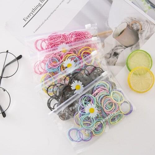 100 Pcs/lot Kids Girls Hair Rope Scrunchy Elastic Hair Bands Decorations Headbands Rubber Band Gum For Hair Accessories