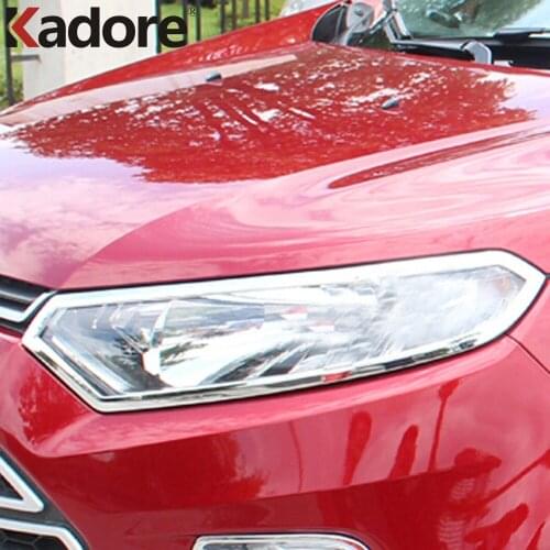For Ford Ecosport 2013 2014 2015 2016 ABS Chromed Exterior Trim front Head Light Lamp Cover Accessories Headlamp Trim 2pcs