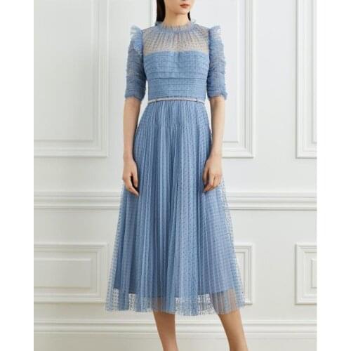 2021 New arrive high quality spring blue dress