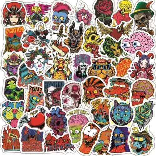 50pcs Skull Stickers For Laptop Notebook Computer Adesivi Adesivos Craft Supplies Scrapbooking Material Christmas Sticker