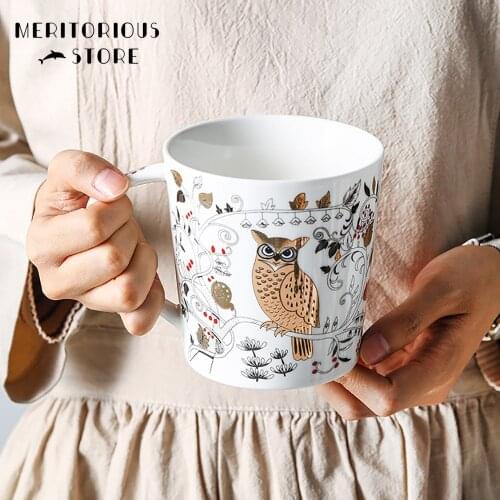 550ml Breakfast Coffee Mug Europe Style Animal Garden Milk Cup Large Capacity Ceramic of Porcelain Mugs Exquisite Holiday Gift
