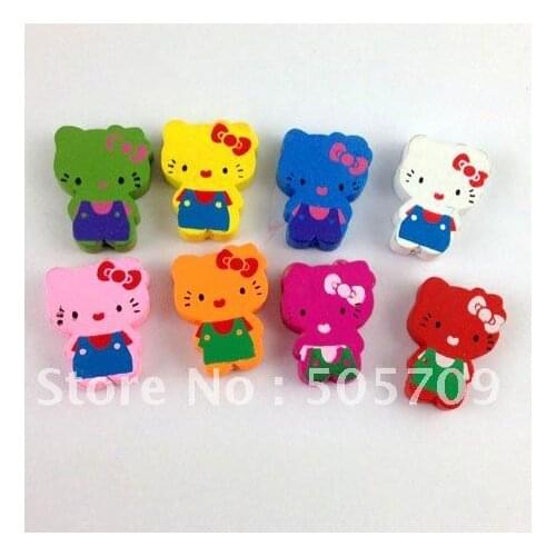 60PCS Mixed colours wooden Kitty Beads #20766