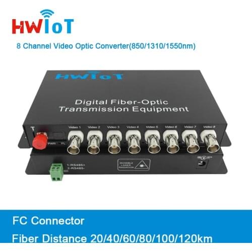 8 Channel Fiber Optic Video Media Converter for HD-TVI/CVI/AHD Camera with or without RS485 Including Transmitter and Receiver 2