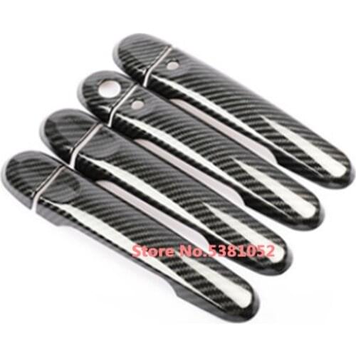 For Nissan Note E12 2013-2019 Accessories Carbon Fiber Chrome Door Handle Cover Trim Door Bowl Protector Stickers Car Styling