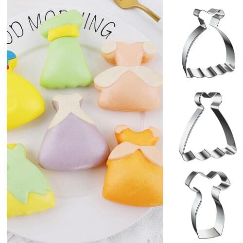 Ballet Princess Skirt Cookie Cutter Mould Cake Decoration Stainless Steel DIY Dress Shaped Baking Biscuit Mold for Bakery